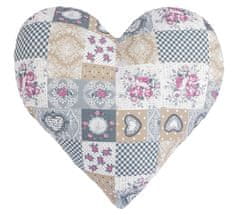 HEART - 42x40 cm - Srce patchwork burgundska, siva