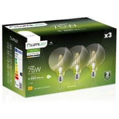 LUMILED 3x LED žarnica E27 G95 8W = 75W 4000K Nevtralno bela 360° Filament