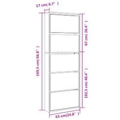 Vidaxl Omarica za čevlje z ogledalom 5-nadstropna siva 63x17x169,5 cm