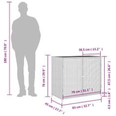 Vidaxl Vrtna omara za shranjevanje siva 83x45x76 cm poli ratan