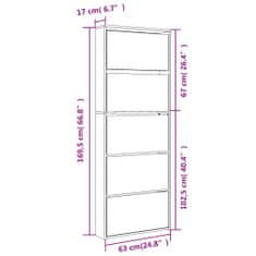 Vidaxl Omarica za čevlje z ogledalom 5-nadstropna črna 63x17x169,5 cm