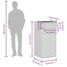 Vidaxl Vrtna omara za shranjevanje siva 55x55x111 cm poli ratan