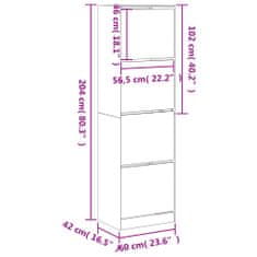 Vidaxl Omarica za čevlje s 4 predali siva sonoma 60x42x204 cm