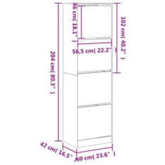 Vidaxl Omarica za čevlje s 4 predali betonsko siva 60x42x204 cm