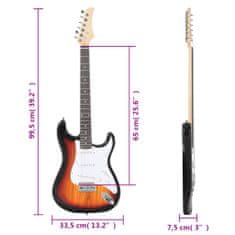 Vidaxl Električna kitara za začetnike s torbo rjava in bela 4/4 39"
