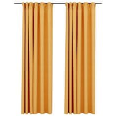 Vidaxl Zatemnitvene zavese z obešali 2 kosa rumene 140x225 cm