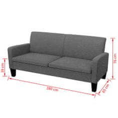 Vidaxl Kavč trosed 180x65x76 cm temno siv