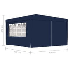 Vidaxl Profesionalen vrtni šotor s stranicami 4x4 m moder 90 g/m²