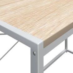 Vidaxl Računalniška miza bela in hrast 110x60x138 cm inženirski les