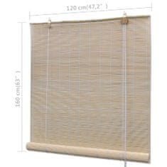 Vidaxl Rolo senčilo iz naravnega bambusa 2 kosa 120x160 cm