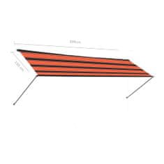 Vidaxl Zložljiva tenda z LED lučmi 300x150 cm oranžna in rjava