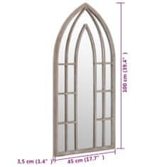 Vidaxl Vrtno ogledalo peščeno 100x45 cm železno za zunanjo uporabo