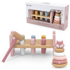 Viga Toys PolarB Set Lesena piramida + stroj za udarjanje s kladivom Montessori Fox