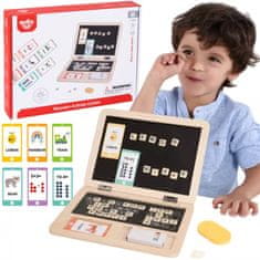 Tooky Toy TOOKY TOY Leseni prenosnik Montessori sestavljanka Učenje pisanja črk Tabla za suho brisanje 58 el.