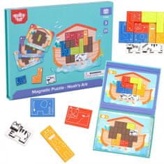 Tooky Toy TMagnetna Montessori logična sestavljanka Tetris Noetova skrinja 26 el.