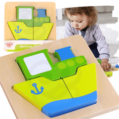 Tooky Toy TOOKY TOY Sestavljanke Montessori sestavljanke Debeli bloki Ladja 6 el.