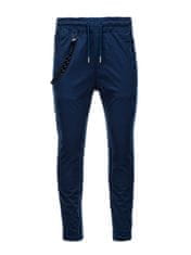 OMBRE Moške platnene jogger hlače Cowal Navy xl