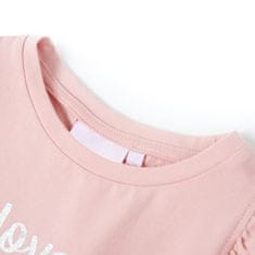 Vidaxl Otroška majica s kratkimi rokavi z volančki svetlo roza 140