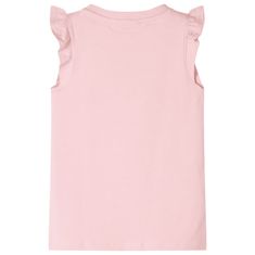 Vidaxl Otroška majica s kratkimi rokavi z volančki svetlo roza 128
