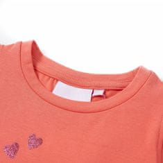 Vidaxl Otroška majica s kratkimi rokavi z volančki koralna 116