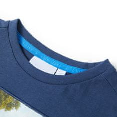 Vidaxl Otroška majica s kratkimi rokavi temno modra 116