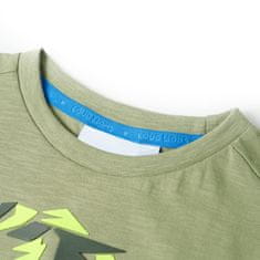 Vidaxl Otroška majica s kratkimi rokavi svetlo kaki 128