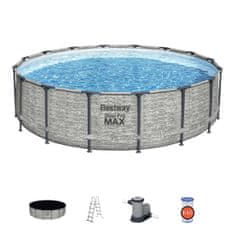 Montažni bazen Steel Pro MAX | 488 x 122 cm z vzorcem kamna s kartušno filtrsko črpalko
