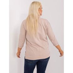 RELEVANCE Ženska bluza 3/4 rokav plus size z napisom JIMY bež RV-BZ-9433.81_405573 Univerzalni