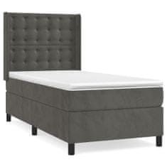 Vidaxl Box spring postelja z vzmetnico temno siva 80x200 cm žamet