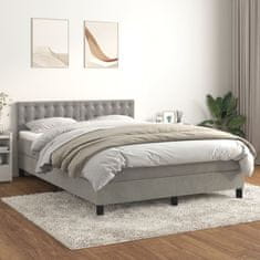 Vidaxl Box spring postelja z vzmetnico svetlo siva 140x200 cm žamet