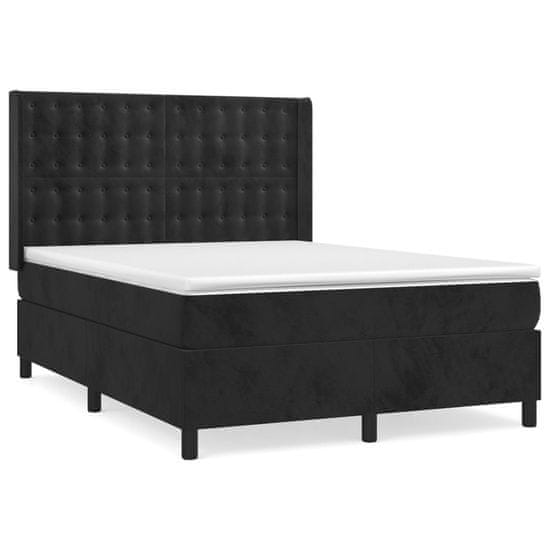 Vidaxl Box spring postelja z vzmetnico črna 140x200 cm žamet