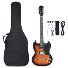 Vidaxl Električna kitara za začetnike s torbo rjava in črna 4/4 39"