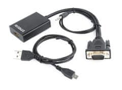 shumee GEMBIRD A-VGA-HDMI-01 adapter (HDMI F - D-Sub (VGA), 3,5 mm stereo jack, USB 2,0 M; 0,15 m; črn)