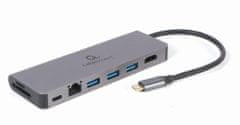 Gembird gembird a-cm-combo5-05 usb type-c 5-v-1 večportni adapter (vozlišče + hdmi + pd + bralnik kartic + lan)