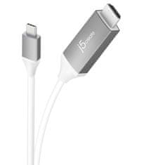 slomart adapter j5create kabel usb-c - 4k hdmi (usb-c m - 4k hdmi m 1,8 m; barva bela srebrna) jcc153g-n