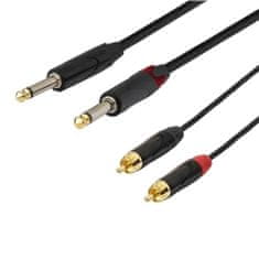 slomart ssq rcajm5 - kabel 2x rca - 2x jack mono 6,3 mm 3 m črn