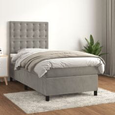Vidaxl Box spring postelja z vzmetnico svetlo siva 80x200 cm žamet