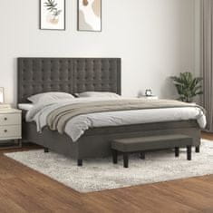 Vidaxl Box spring postelja z vzmetnico temno siva 180x200 cm žamet