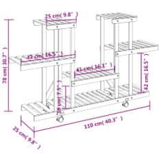 Vidaxl Stojalo za rastline s kolesi 110x25x78 cm trden les jelke