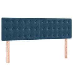 Vidaxl Box spring postelja z vzmetnico temno modra 140x200 cm žamet