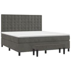 Vidaxl Box spring postelja z vzmetnico temno siva 180x200 cm žamet