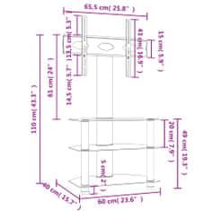 Vidaxl Kotno TV stojalo 3-nadstropno za 32-70" črno