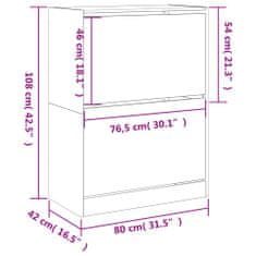 Vidaxl Omarica za čevlje z 2 predaloma črna 80x42x108 cm