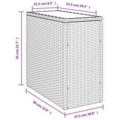 Vidaxl Vrtna miza z leseno mizno ploščo siva 58x27,5x55 cm poli ratan