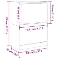 Vidaxl Omarica za čevlje z 2 predaloma sonoma hrast 80x42x108 cm