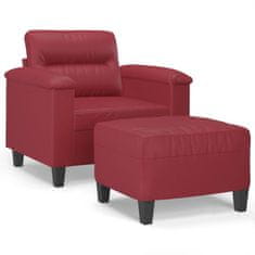 Vidaxl Fotelj s stolčkom za noge vinsko rdeč 60 cm umetno usnje