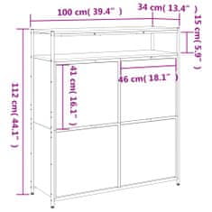 Vidaxl Omarica za čevlje s 4 predali siva sonoma 100x34x112 cm