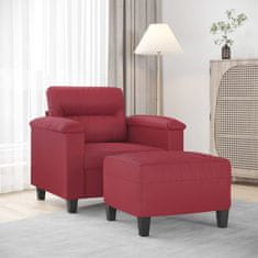 Vidaxl Fotelj s stolčkom za noge vinsko rdeč 60 cm umetno usnje