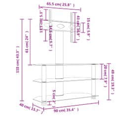 Vidaxl Kotno TV stojalo 3-nadstropno za 32-70" črno in srebrno