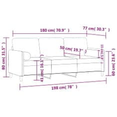 Vidaxl Kavč trosed z okrasnimi blazinami temno zelen 180 cm žamet